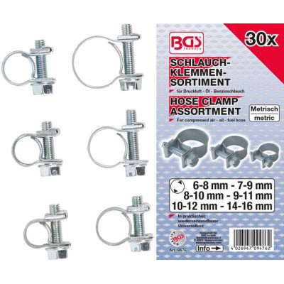 Hadicové spony 6 ÷ 16 mm BGS109476, oceľ.