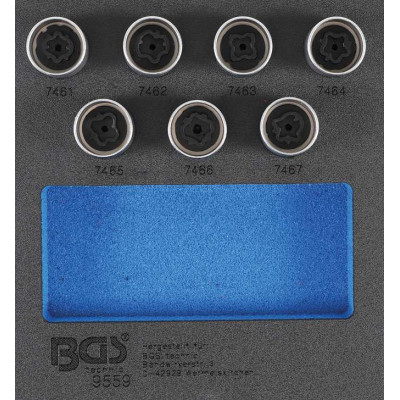 Náraďový modul 1/6 - BGS109559 Zástrčné hlavice 17 mm pre bezpečnostné skrutky pre Opel (typ D) Sada 7 dielov
