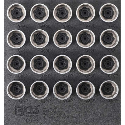 Nářaďový modul 1/6 - BGS109653 Zástrčné hlavice 19 mm pro bezpečnostní šrouby pro Volvo Sada 20 dílů