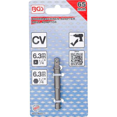 Adaptér šestihran 1/4" na čtyřhran 1/4" BGS109685-2