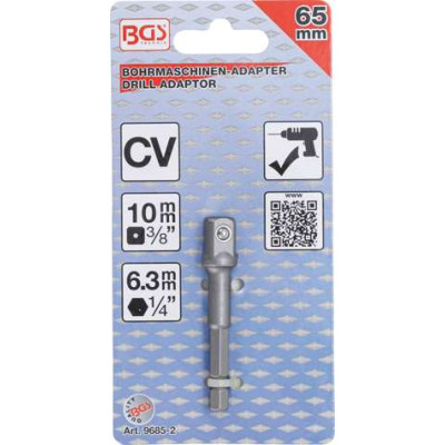 Adaptér šestihran 1/4" na čtyřhran 3/8" BGS109685-2