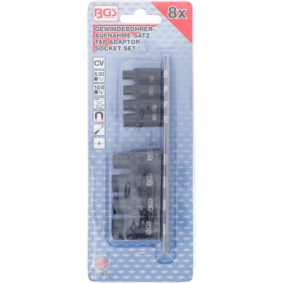 Nástrčné hlavice 1/4" a 3/8" na upnutie závitníkov BGS109771, magnetické (Sada 8 dielov)