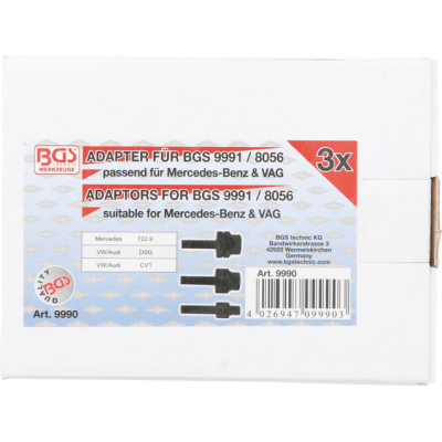 Adaptéry BGS109990 pro plnicí zařízení převodového oleje (pro Audi, Mercedes-Benz, VW)