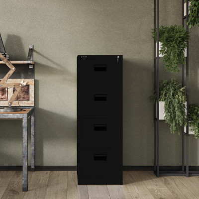 Plechová kartotéka, 4 zásuvky SARA V4, 460 x 1320 x 620 mm, černá