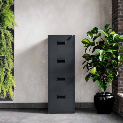 Plechová kartotéka, 4 zásuvky SARA V4, 460 x 1320 x 620 mm, antracitová