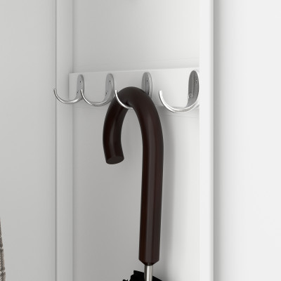 Plechová šatní skříň na soklu s polici 4 moduly KACPER II, 600 x 1800 x 500 mm, bílá