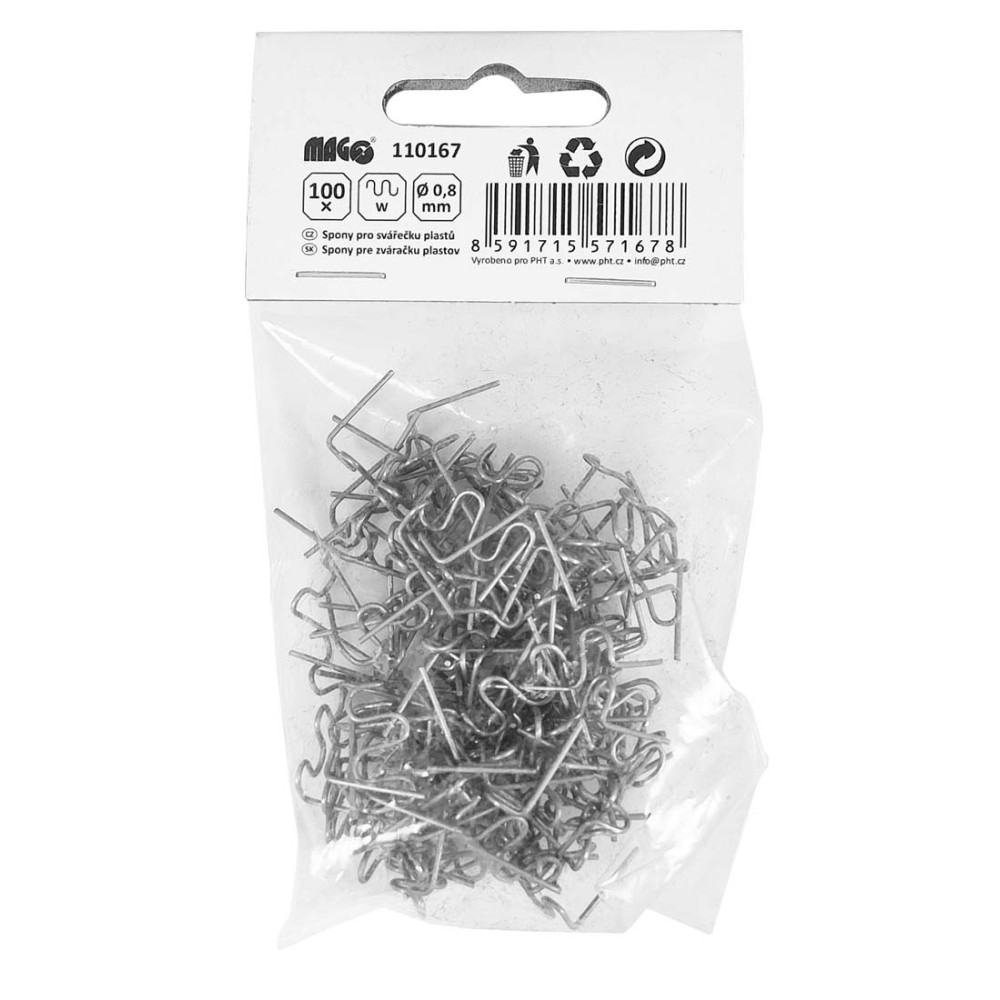 Spony pro svářečku plastů (W) 0,8 mm - 100 ks