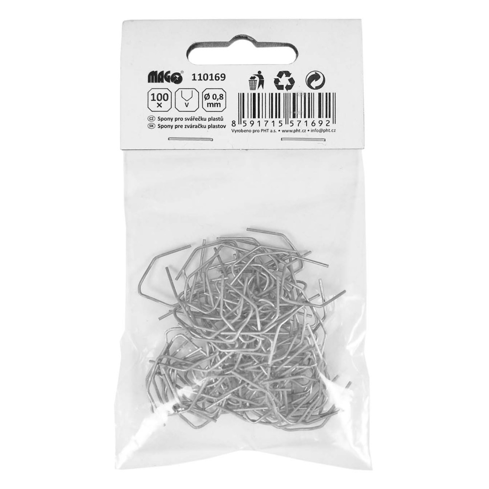 Spony pro svářečku plastů (V) 0,8 mm - 100 ks