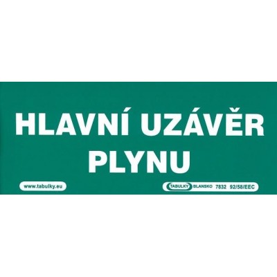 Hlavní uzávěr plynu 210x87mm - samolepka