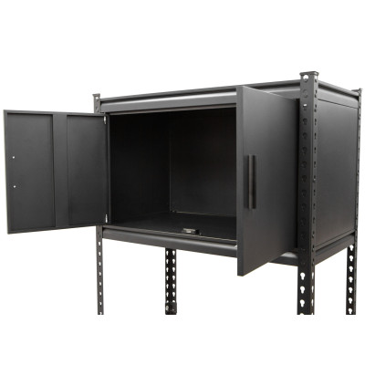 Policový regál, 3 police + horní skříňka, 815 x 465 x 1825 mm - AH034C