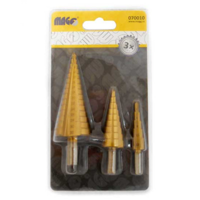 Sada stupňovitých vrtáků - 3 ks