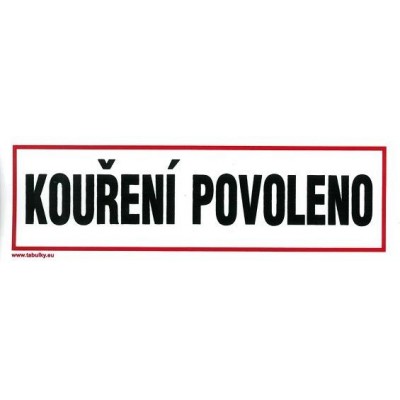 Kouření povoleno 210x70mm - plastová tabulka