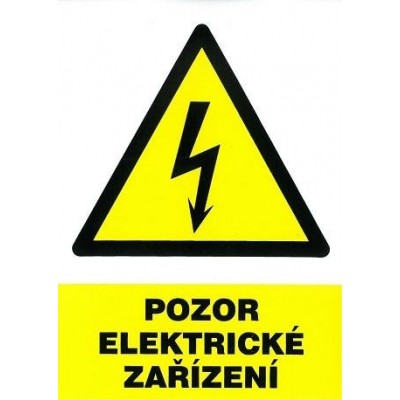 Pozor elektrické zařízení 105x148mm - samolepka