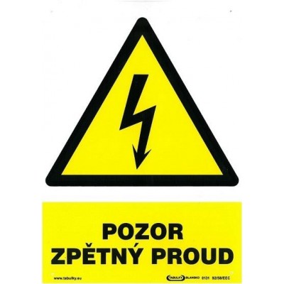 Pozor zpětný proud 210x297mm - plastová tabulka