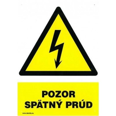 SK - Pozor spätný prúd 210x297mm - plastová tabulka