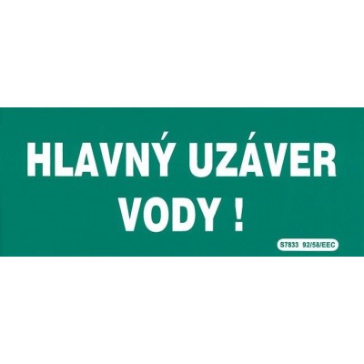 SK - Hlavný uzáver vody 210x87mm - samolepka