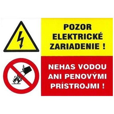 SK - Pozor elektrické zariadenie! Nehas vodou ani penovými…