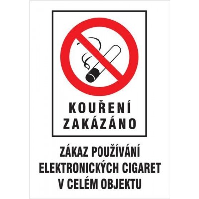 Kouření zakázáno - Zákaz používání el. cigaret - plastová…