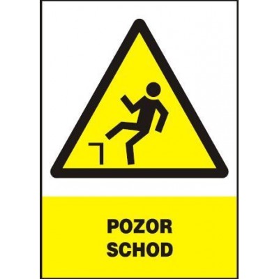 Pozor schod - plastová tabulka A4