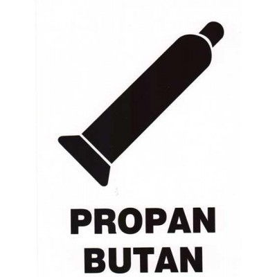 Propan butan - bílá samolepka A5