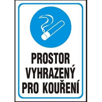 Prostor vyhrazený pro kouření - plastová tabulka A4