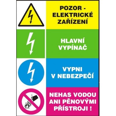 Pozor elektrické zařízení-Hlavní vypínač-Vypni v nebezpečí…