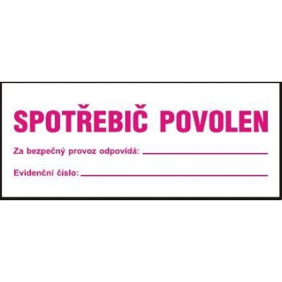 Spotřebič povolen za bezpečný provoz zodpovídá: - samolepka…