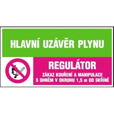 Hlavní uzávěr plynu-Regulátor-Zákaz kouření a manipulace s…