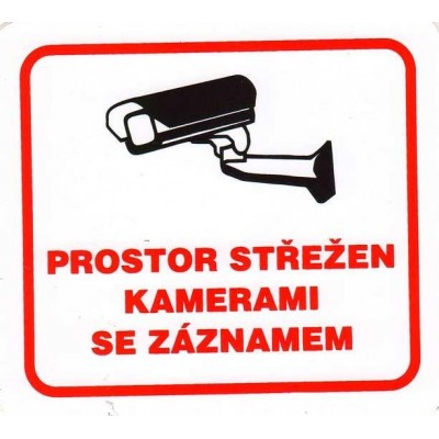 Prostor střežen kamerami se záznamem - samolepka 100x90mm