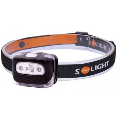 SOLIGHT - LED čelová svítilna, 3W + červené světlo, 3x AAA