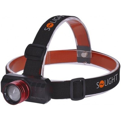 SOLIGHT - LED čelová nabíjecí svítilna, 3W,150lm, zoom, Li-ion,…