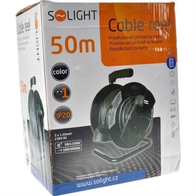 SOLIGHT - prodlužovací přívod 3x1,5mm2 buben 1x zásuvka - 50m