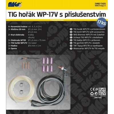 TIG hořák WP-17V - 3m/10-25 (SV125-O) s příslušenstvím