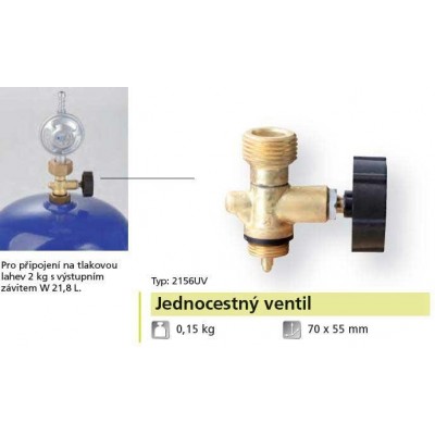 MEVA - jednocestný ventil PB W 21,8L - nástavec na 2kg láhev