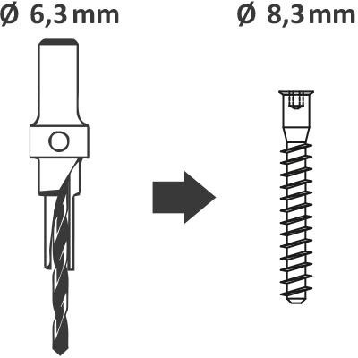 Vrták na konfirmáty průměr 6,3mm - stopka 8mm